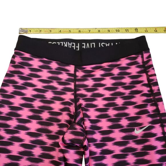 NIKE Dri-Fit Run Fast Live Fearless Crop Ankle Leggings Pink Black Small - Picture 4 of 8